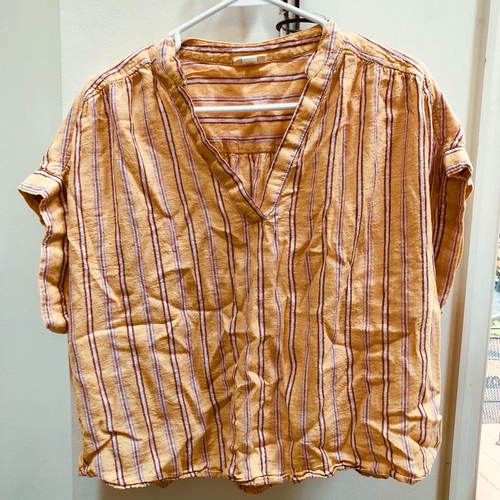 a.n.a Orange and Purple Striped Blouse